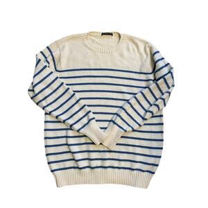Brandy Melville white pullover sweater with light blue stripes